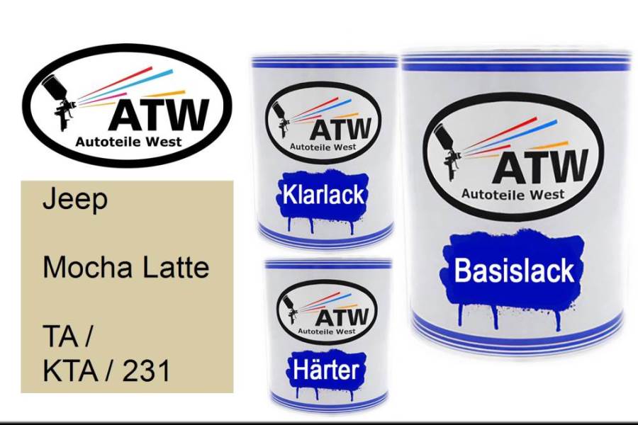 Jeep, Mocha Latte, TA / KTA / 231: 1L Lackdose + 1L Klarlack + 500ml Härter - Set, von ATW Autoteile West.